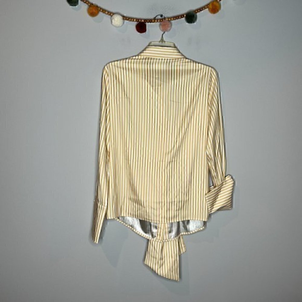 C/MEO Collective gold striped button down tie blouse - Picture 4 of 4
